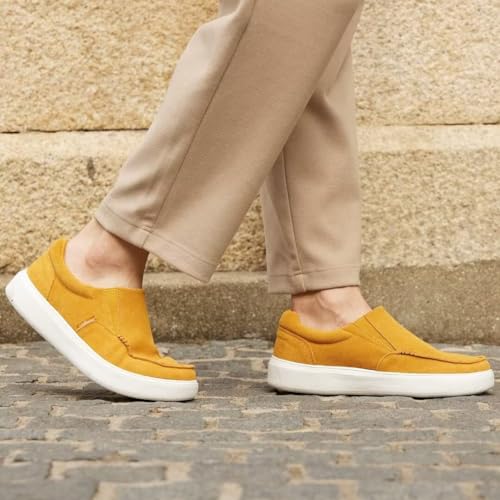 OrthoComfoot Men's Orthopedic Slip-On Shoes, Light-Weight Arch Support Walking Loafers with Anti Slip Sole, Comfortable Casual Slip-On Shoes for Foot and Heel Pain Relief