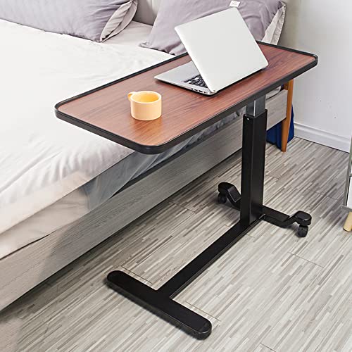Medical Adjustable Overbed Bedside Table with Wheels Serve Meals, Use Laptop/Computer, Writing Over Bed Table Great for Elderly, Hospital Patients, Home Care (Walnut Color)