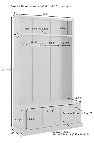 Crosley Furniture Ellison Hall Tree with Storage Drawer, White