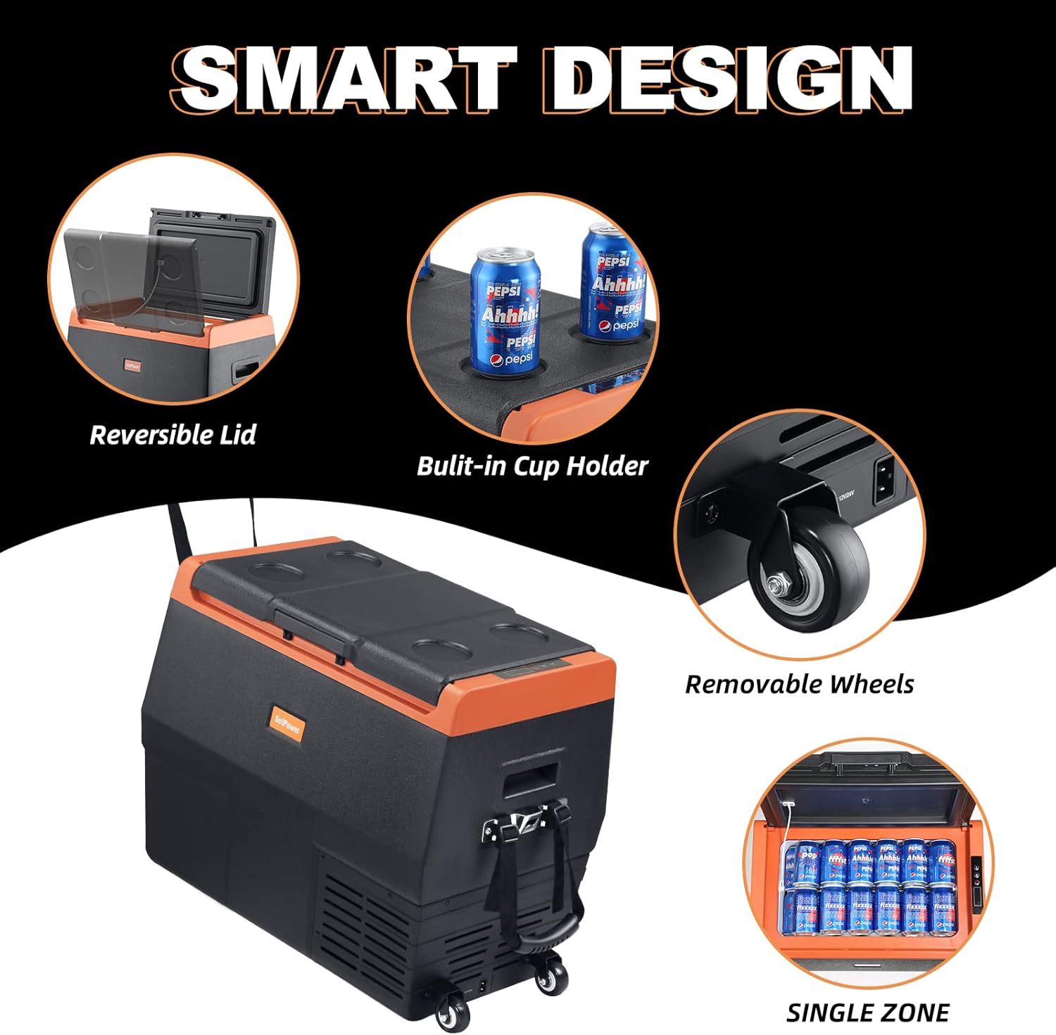 SetPower TC35 Portable Fridge Freezer, 12 Volt Refrigerator, Car Refrigerator, Electric Cooler with Wheels for Car and Home Use, -4℉-68℉, DC 12/24V, AC 110V, AC Adapter Included
