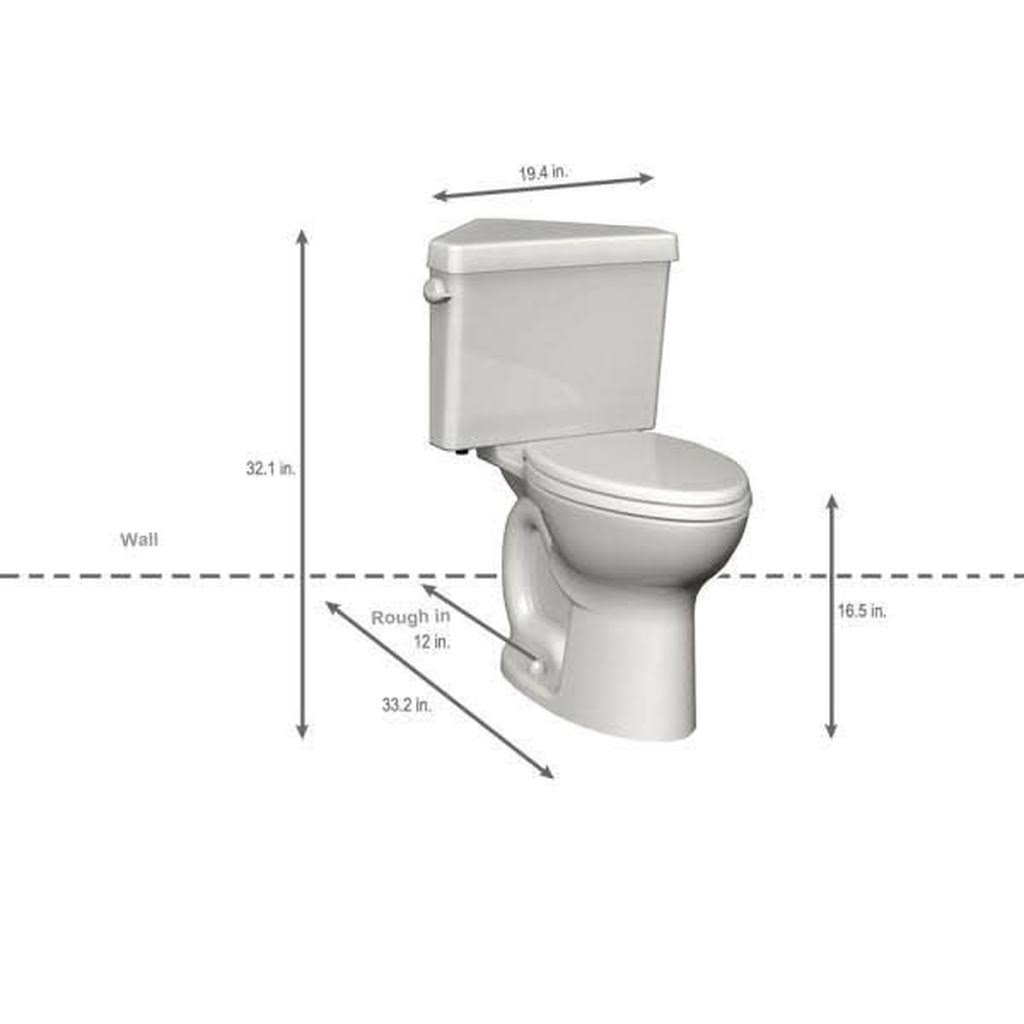 American Standard 270BD001.020 Cadet 3 Powerwash Triangle Right Height 2-Piece 1.6 GPF Round Toilet in White