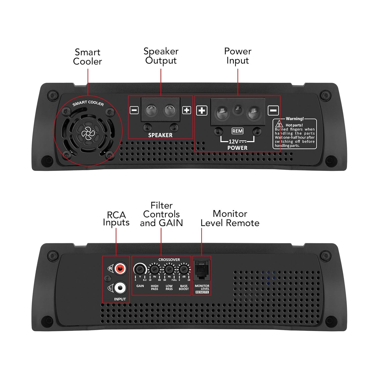Taramps HD 3000 2 Ohms 1 Channel 3000 Watts RMS MAX Full Range Car Audio, Monoblock, LED Monitor Indicator, Class D Amplifier, Crossover, White 3k amp