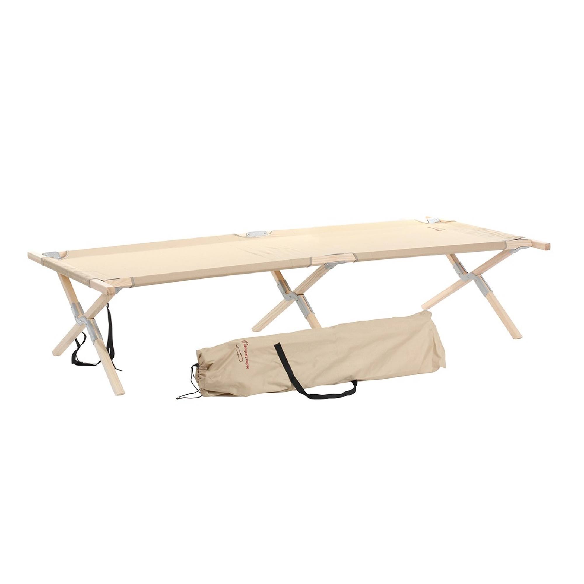30 x 84x22 Tan Heavy Duty Wood Frame Portable Camping Cot Bed