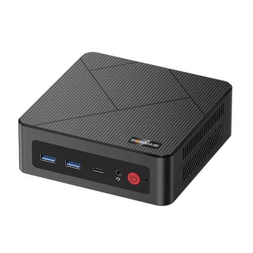 E2 Mini PC, Desktop Computers Ryzen 5 3550H, 16GB RAM 512GB NVMe SSD, Triple Display PC, USB-C & Dual HDMI Ports, Gigabit Ethernet, for Office, Business, School Work