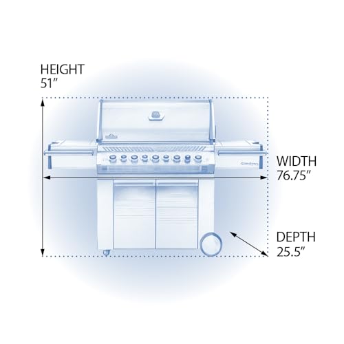 Napoleon PRO500RSIBPSS-3 Prestige PRO BBQ Propane Gas Grill, 500 sq.in. + Infrared Side and Rear Burners, Stainless Steel