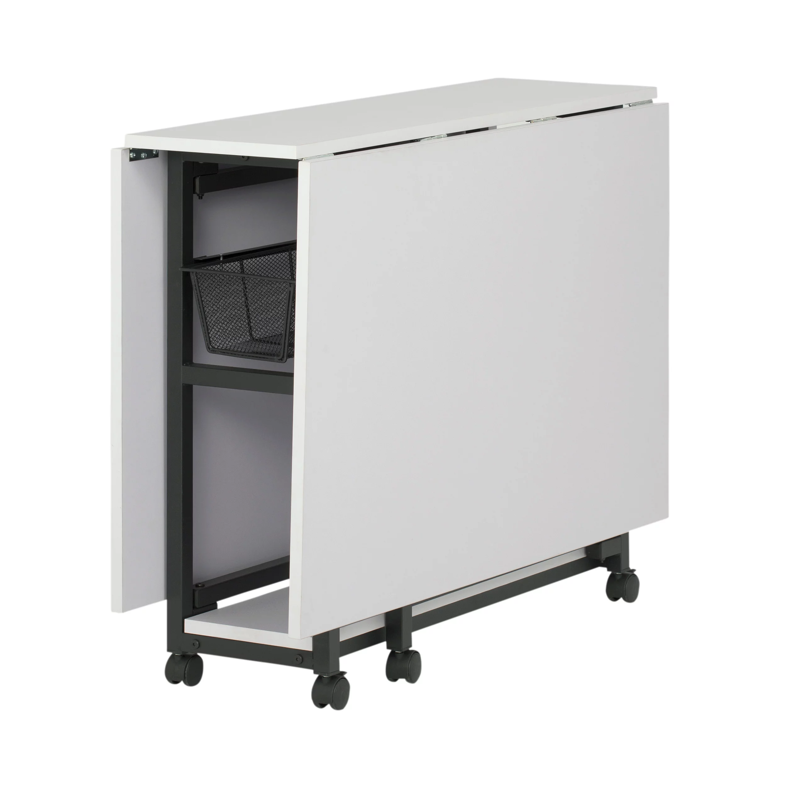 Sew Ready Mobile Fabric Cutting Table with Storage 30" H in Charcoal/White