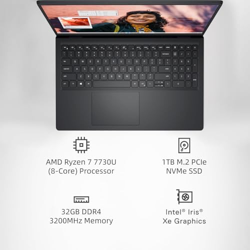 Dell Inspiron 3535 15.6" Touchscreen Laptop - Business & Student Laptop Computer, with Microsoft Office Pro & Accessories, AMD Ryzen 7 7730U, 15" FHD Display, 64 GB RAM, 2 TB SSD, Windows 11 Pro