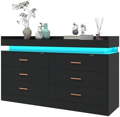 YZboomLife 9 Drawer Dresser with LED Light  Modern Chest of Drawers for Closet  Wide Drawer Organizer Cabinet for Bedroom  Living Room  Entryway  Hallway(9 Drawer White)