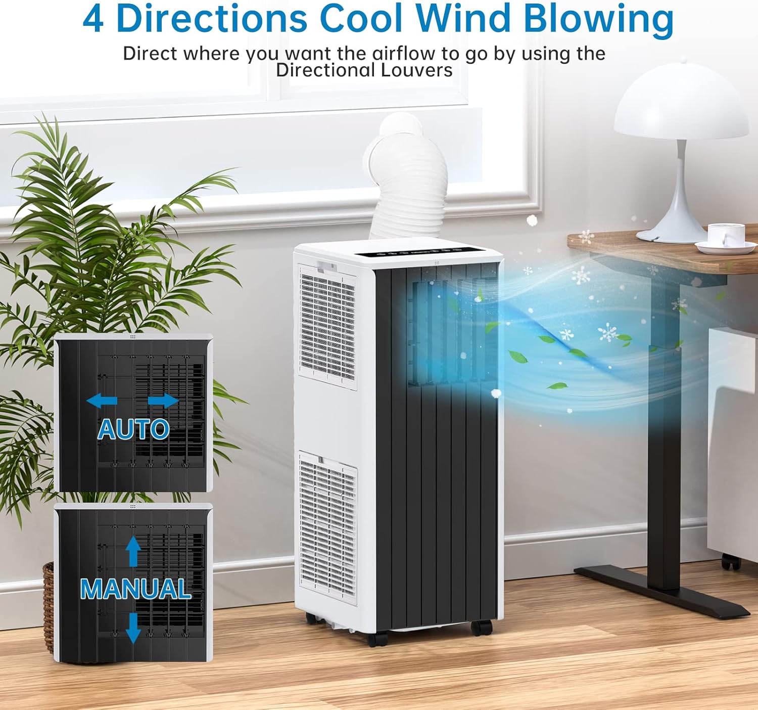8000 BTU Portable Air Conditioner Unit, Air Conditioner with Remote Control, Cool, Fan and Dry Function, Sleep Mode/24Hrs Timer, Quiet Operation, 110-115V, Cools 350 Sq.ft