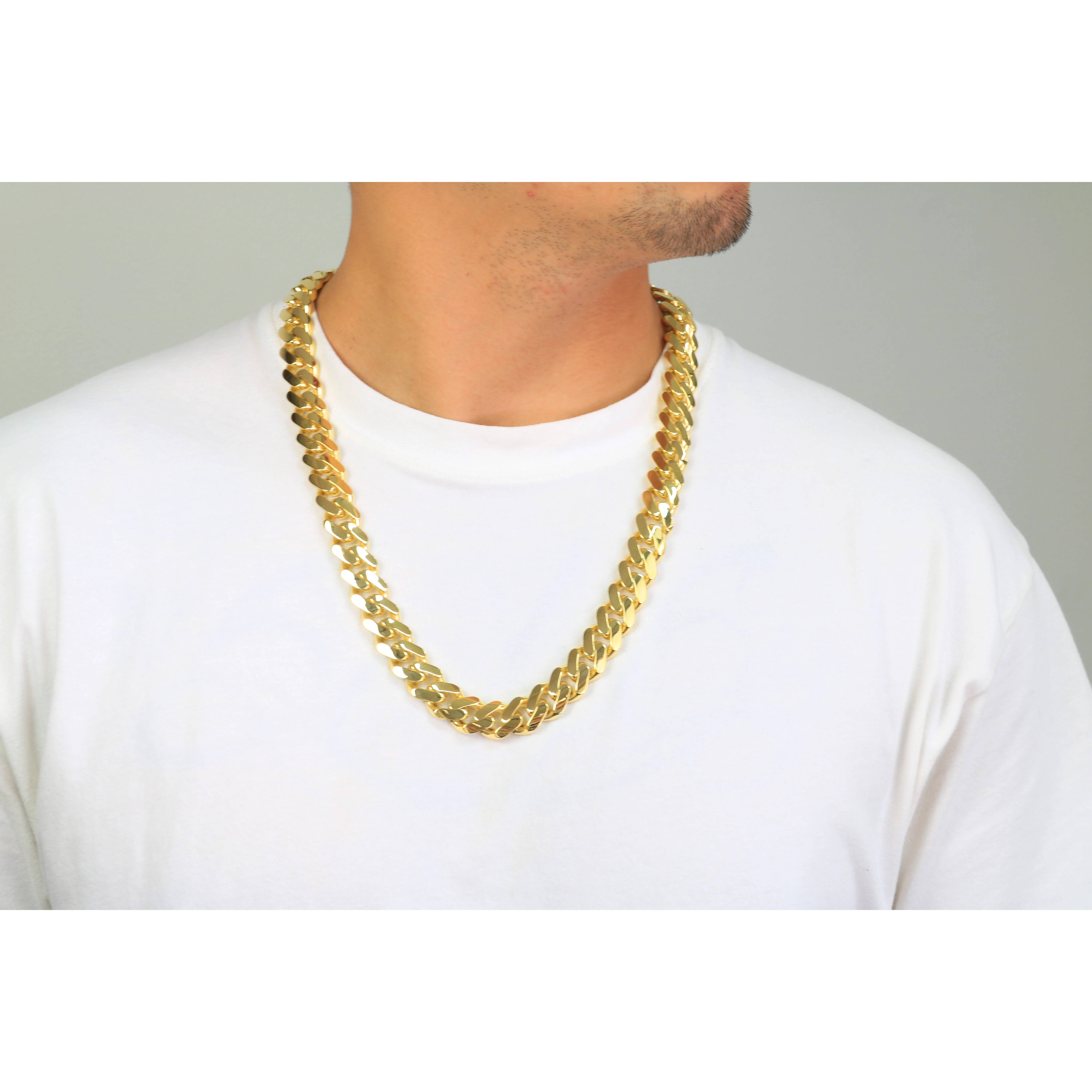 Nuragold 10k Yellow Gold 17mm Royal Monaco Miami Cuban Link Chain Necklace, Mens Jewelry Fancy Box Clasp 22" - 30"