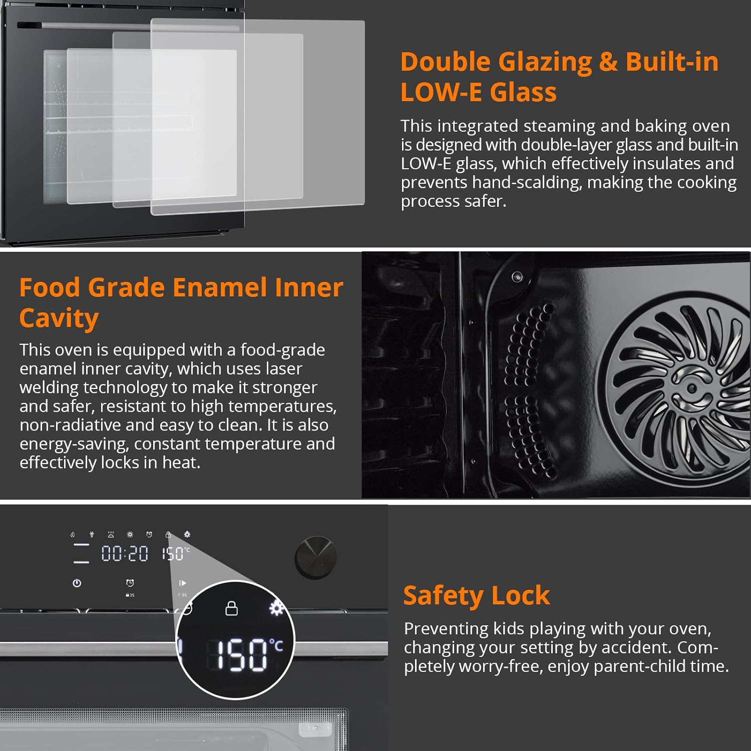 24" 2.5 CF Single Wall Oven, Built-in Convection Ovens with 11 Cooking Modes, 3000W 240V Electric Oven, Stainless Steel, Touch Control, Timer, Safety Lock