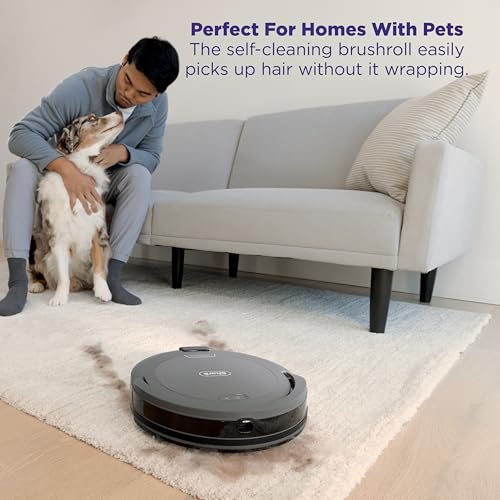Shark Navigator Robot Vacuum and Self-Empty Base with Bagless 60-Day Capacity Self-Empty Base, SmartPath Navigation, Powerful Pet Hair Pickup, Anti-Hair Wrap, For Carpets & Hard Floors, Grey, RV2120AE