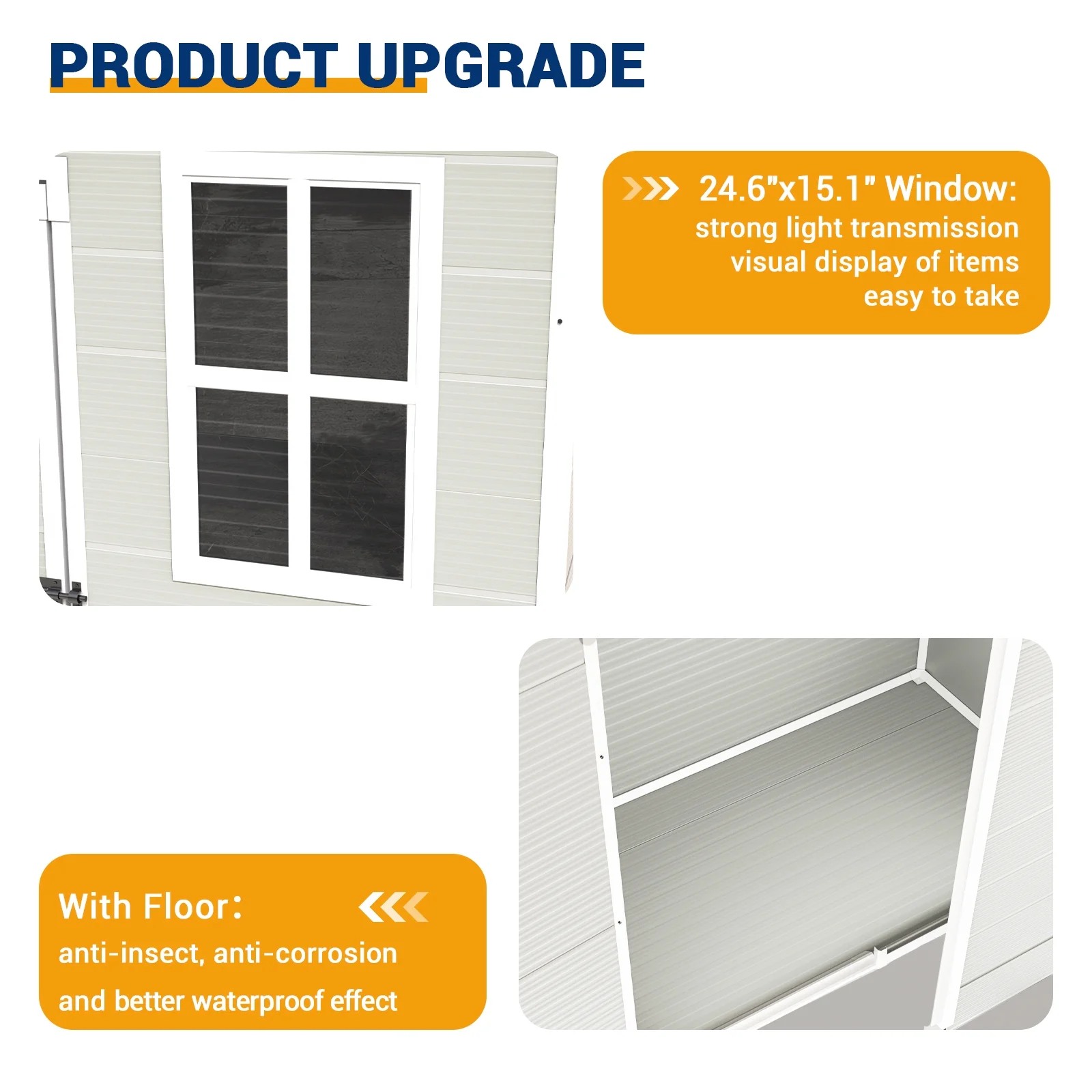 ECOPATIO Outdoor Storage Shed 5x3 FT, Resin Garden Shed for Bike, Garbage Can, Tool, Plastic Outside Sheds & Outdoor Storage Storage Box with Lockable Door for Backyard, Patio, Lawn, Sandstone
