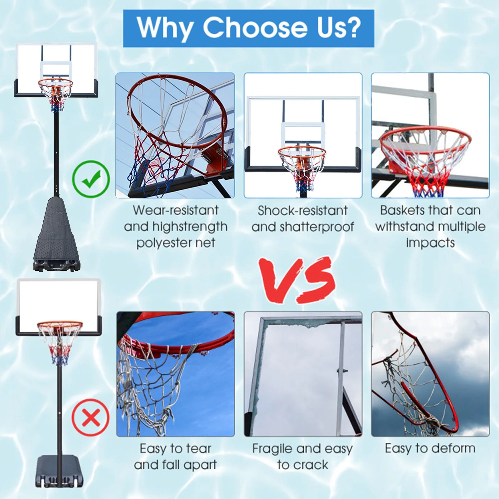 Inolait 54 In. Impact Adjustable Portable Basketball Hoop System