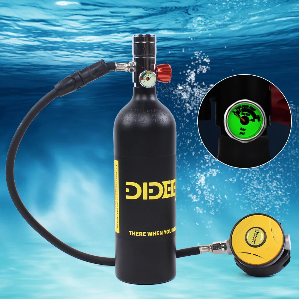 Miumaeov 1L Mini Diving Equipment Kit Underwater Breath Oxygen Tank Pump High Pressure Air Pump Refill Adapter for Underwater Diving Breathe Training