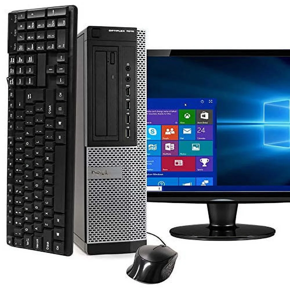 Pre-Owned Desktop Computer Package Compatible With Dell Optiplex 7010 Intel Quad Core i5 3.2-GHz, 8GB RAM, 500GB, 17 Inch LCD, Keyboard, Mouse, DVD, WiFi, Windows 10 Professional (Refurbished: Good) - Curated Treasures Market