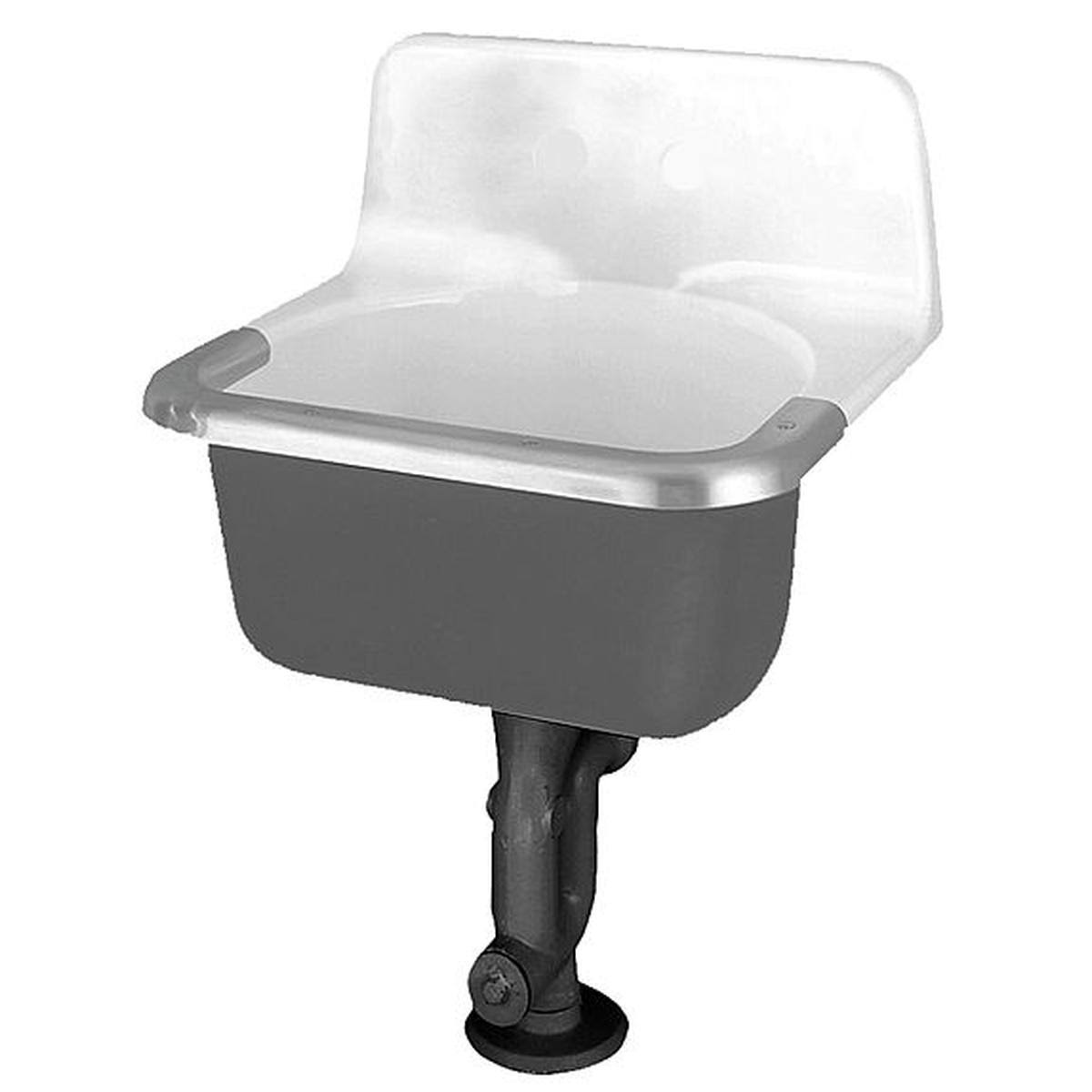 American Standard 7695000.020 Wall Mount, 2 Hole, White/Black, Utility Sink, Size: 16