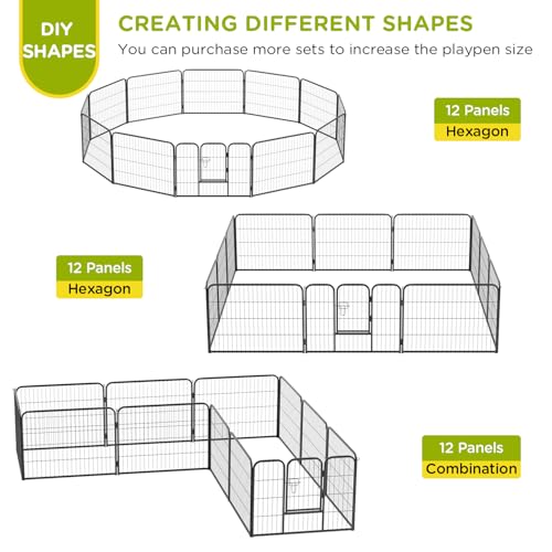 BestPet Dog Playpen Indoor 40 inch 16 Panels Metal Dog Pen Pet Dog Fence Outdoor Exercise Pen with Doors,Pet Puppy Playpen for RV Camping Yard, Black