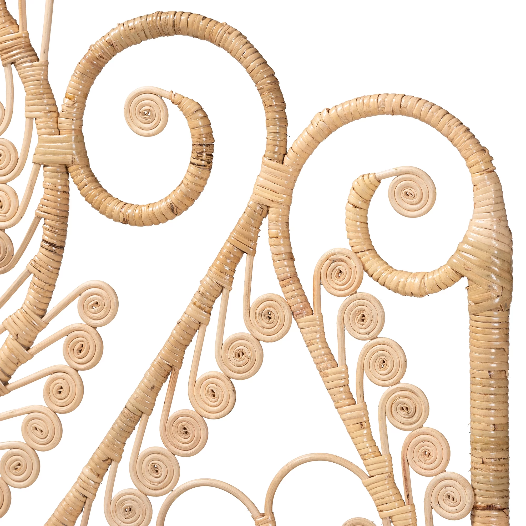 bali & pari Caelinus Modern Bohemian Natural Brown Rattan Queen Size Standalone Headboard