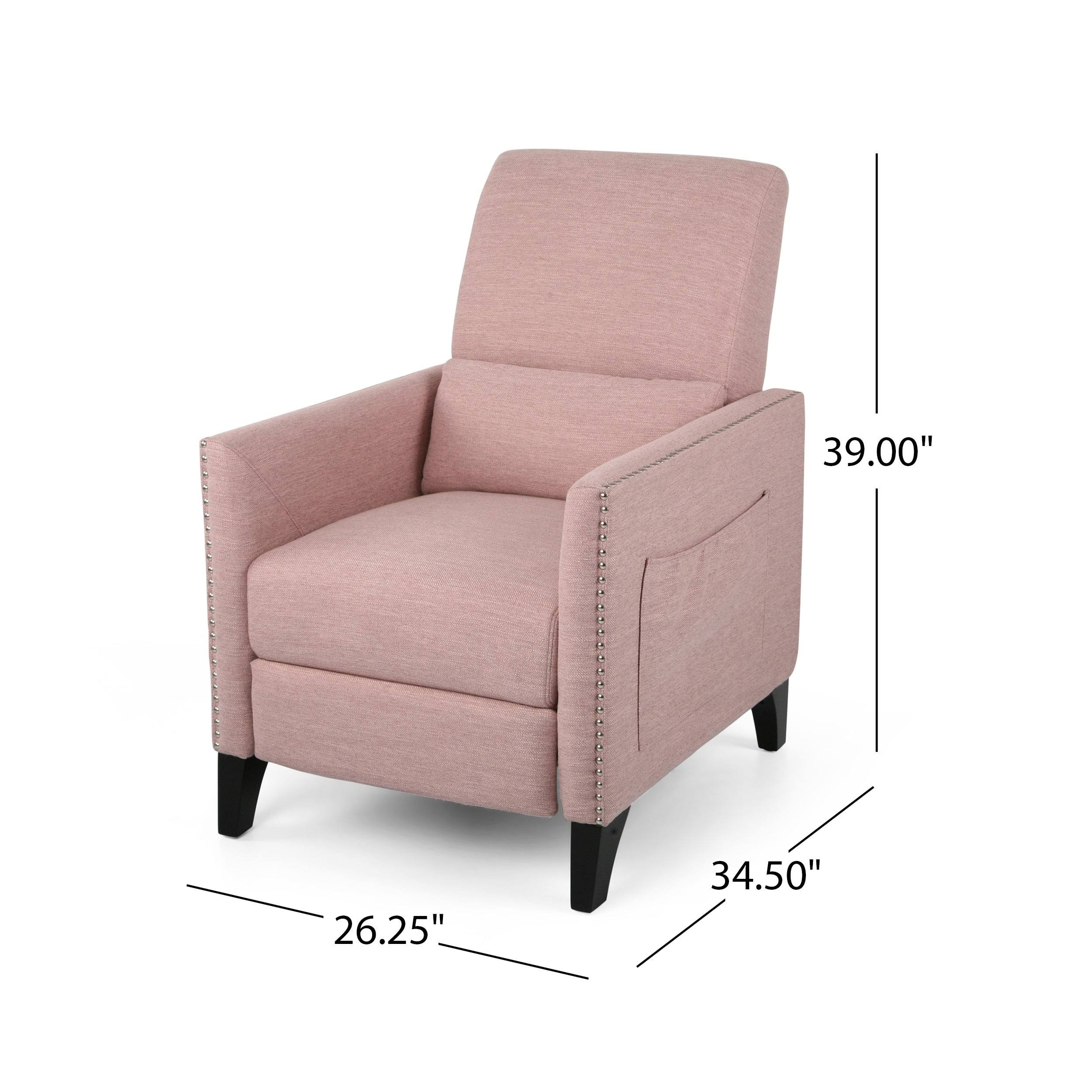 Alscot Contemporary Fabric Push Back Recliner by Christopher Knight Home - Light Blush