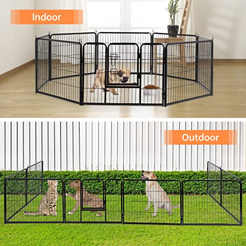 BestPet Dog Playpen Indoor 40 inch 16 Panels Metal Dog Pen Pet Dog Fence Outdoor Exercise Pen with Doors,Pet Puppy Playpen for RV Camping Yard, Black
