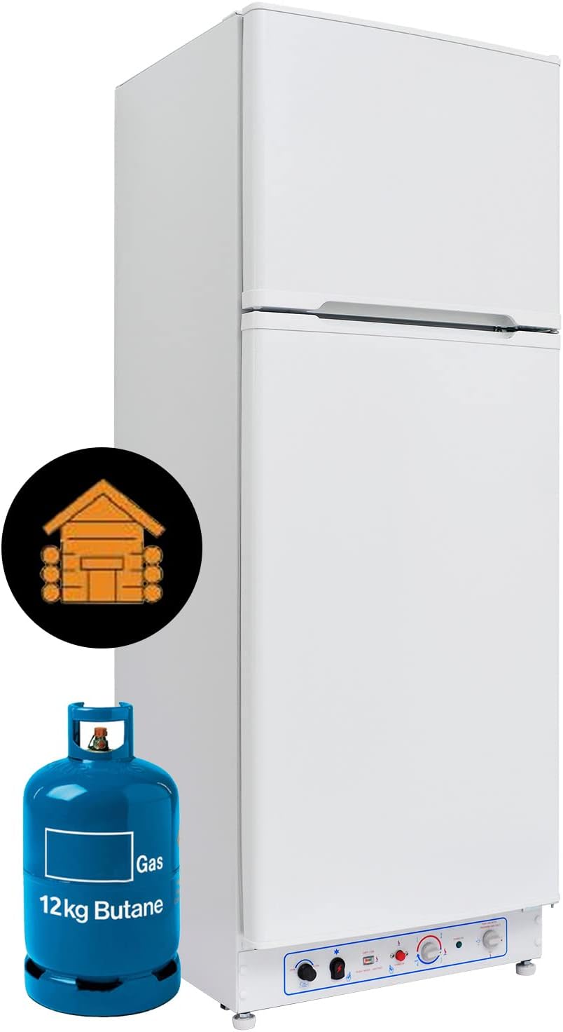 Smad Propane Refrigerator 110V/Propane Fridge Up Freezer 9.3 Cu.Ft Propane Refrigerator with Freezer Large Capacity Refrigerator Off Grid, White