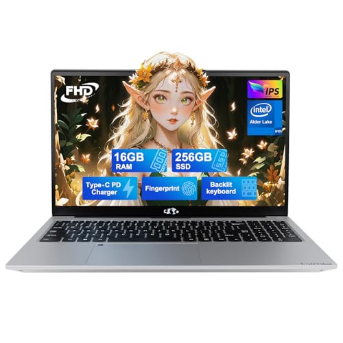 NIMO 15.6 IPS-FHD-Laptop, Intel Pentium 4 Cores N100 8GB RAM 128GB SSD Backlit Keyboard Fingerprint (Beat to i3-1115G4 Up to 3.4GHz) Computer for Student-Home WiFi 6 BT5.2 Win 11
