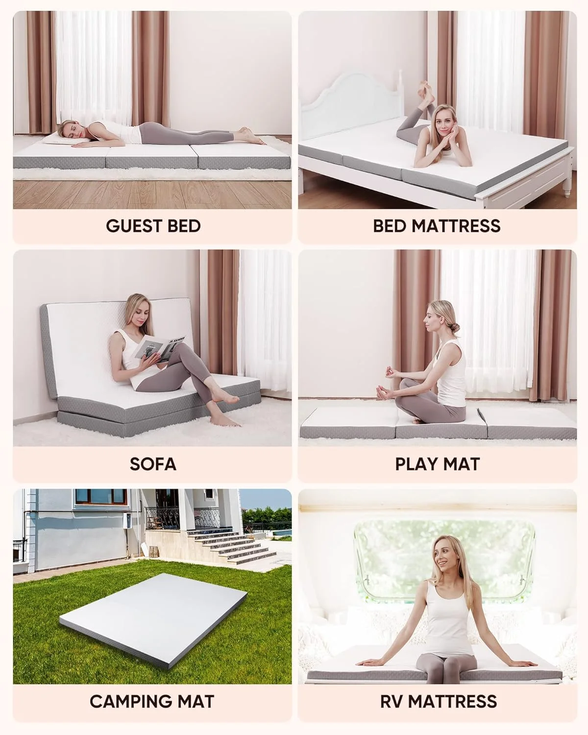 YGDU Folding Mattress Twin Size with Storage Bag, 4 inch Foldable Memory Form Mattress, Trifold Mattress Topper with Washable Cover, Non-Slip Bottom Camping Mattress Guest Bed