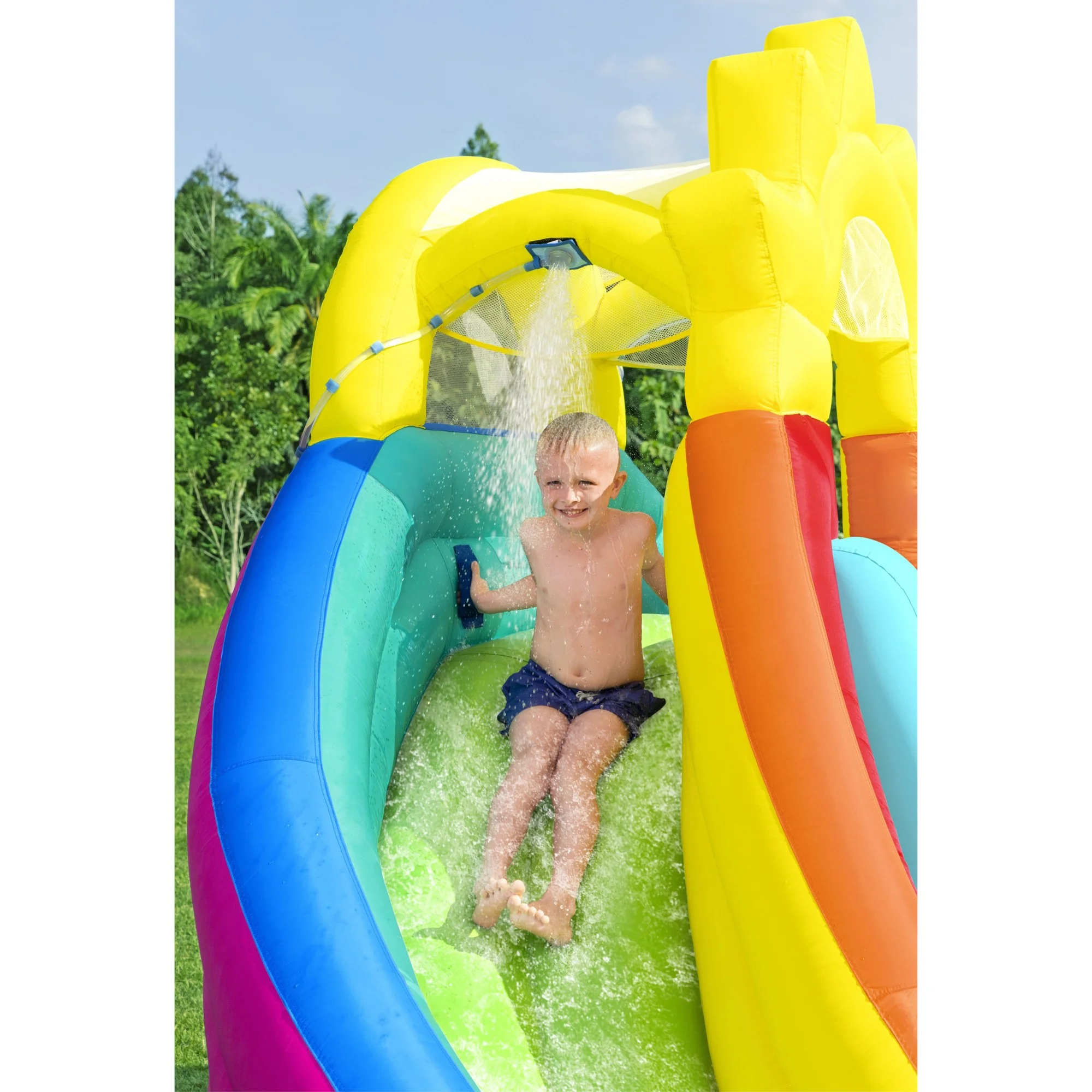 H20GO Let It Rain Inflatable Mega Water Park W/ Extra Large Splash Pool