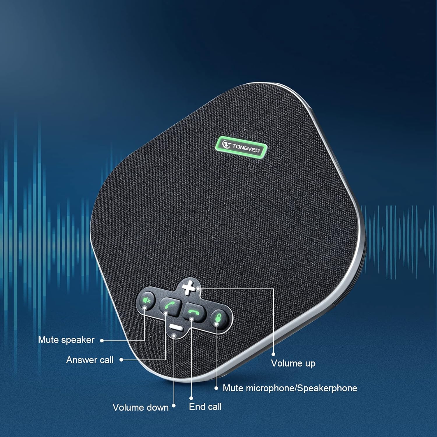 TONGVEO USB Speakerphone Conference Microphone,M3 Conference Speaker Built-in Full Duplex 360°Voice Pickup 4 AI Microphones Noise Cancellation Mics for Video Conference,Gaming,Chatting,Skype…