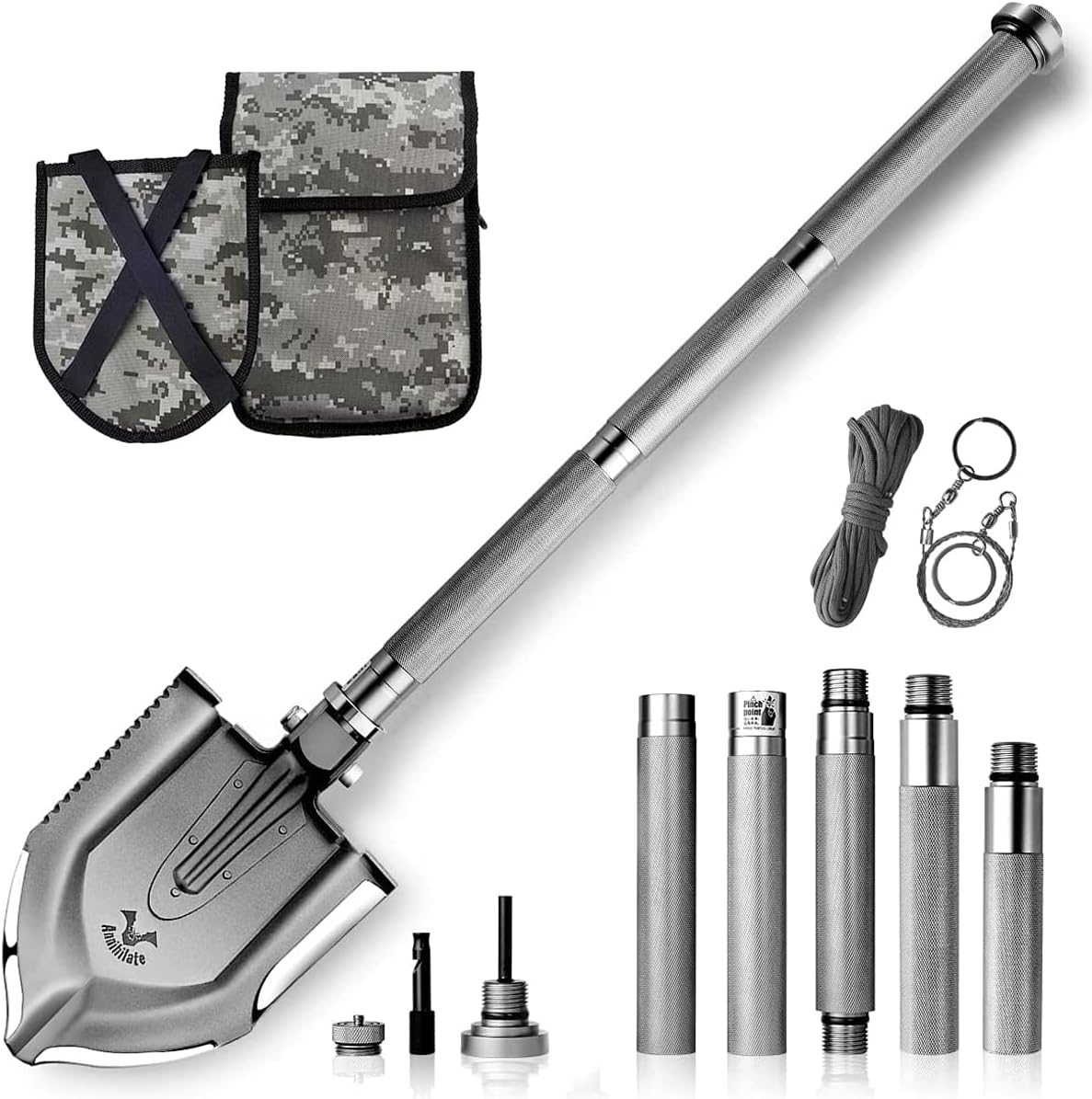 GRAMFIRE Multifunctional Camping Shovel Survival Foldable Portable Tactical Utility Tool Equipment Shovel for Military Hiking Hunting Outdoor Emergency
