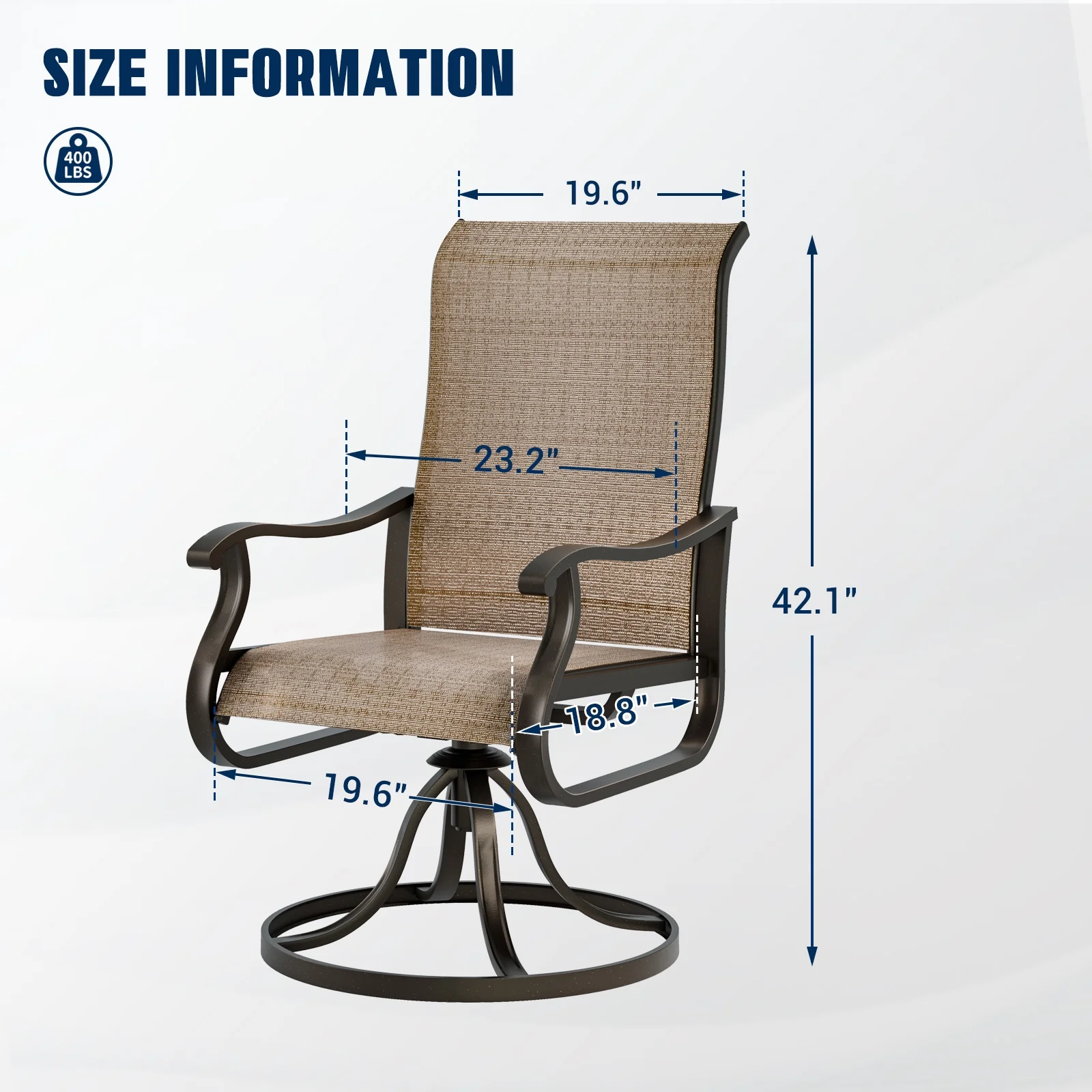 UDPATIO High Back Outdoor Dining Chairs Set of 2, All Weather Swivel Patio Chairs, Breathable Garden Outdoor Furniture for Backyard Deck