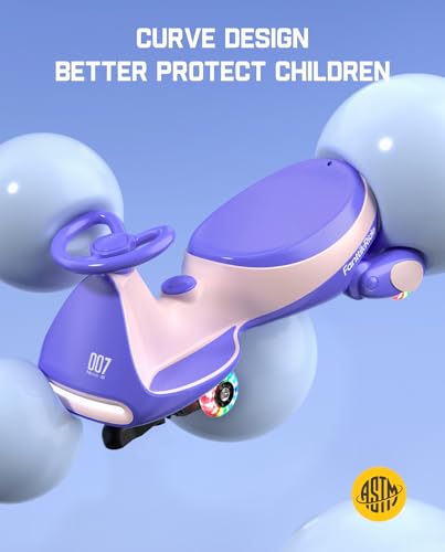 FanttikRide 12V N7 Pro Electric Wiggle Car with Pedal, Rechargeable Battery, CyberWiggle, 2 in 1 Swing Car, 2 Speed, Anti-Rollover, Flashing Wheels, Bluetooth, for Ages 3 and Up, 150 Lbs, Blue