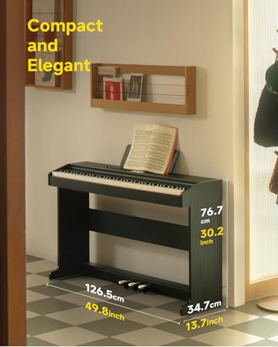 Donner DDP-95 Digital Piano with 88 Key Weighted Keyboard, Beginner Full Size Electric Piano Keyboard Boast Wireless Connection, 4.3" LCD, Record, 610 Tones, 600 Rhythms, 3 Piano Teaching Modes, Black