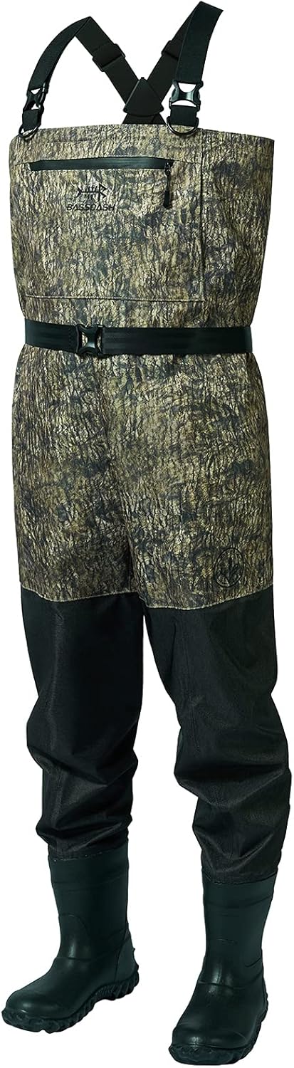 BASSDASH IMMERSE Breathable Ripstop Stocking Boot Foot Fishing Hunting Waders Lightweight Grey Camo Chest Wader for Men Women