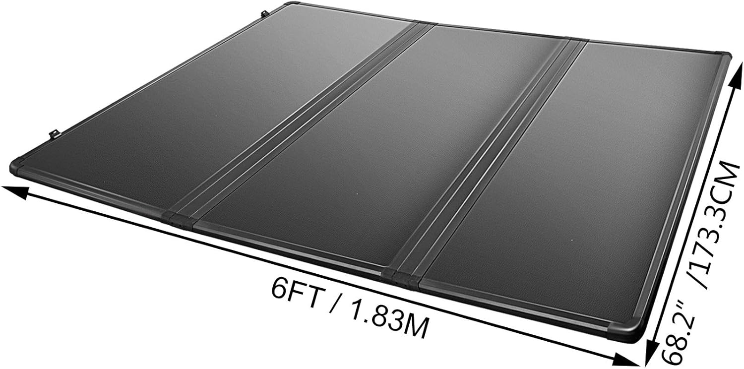 VEVOR Truck Bed Cover, Tri-Fold Tonneau Cover 6 FT, Hard Truck Bed Tonneau Cover, Truck Bed Topper Fit for Chevy Silverado, GMC Sierra 1500, 2014-2021 (6 Feet Bed)