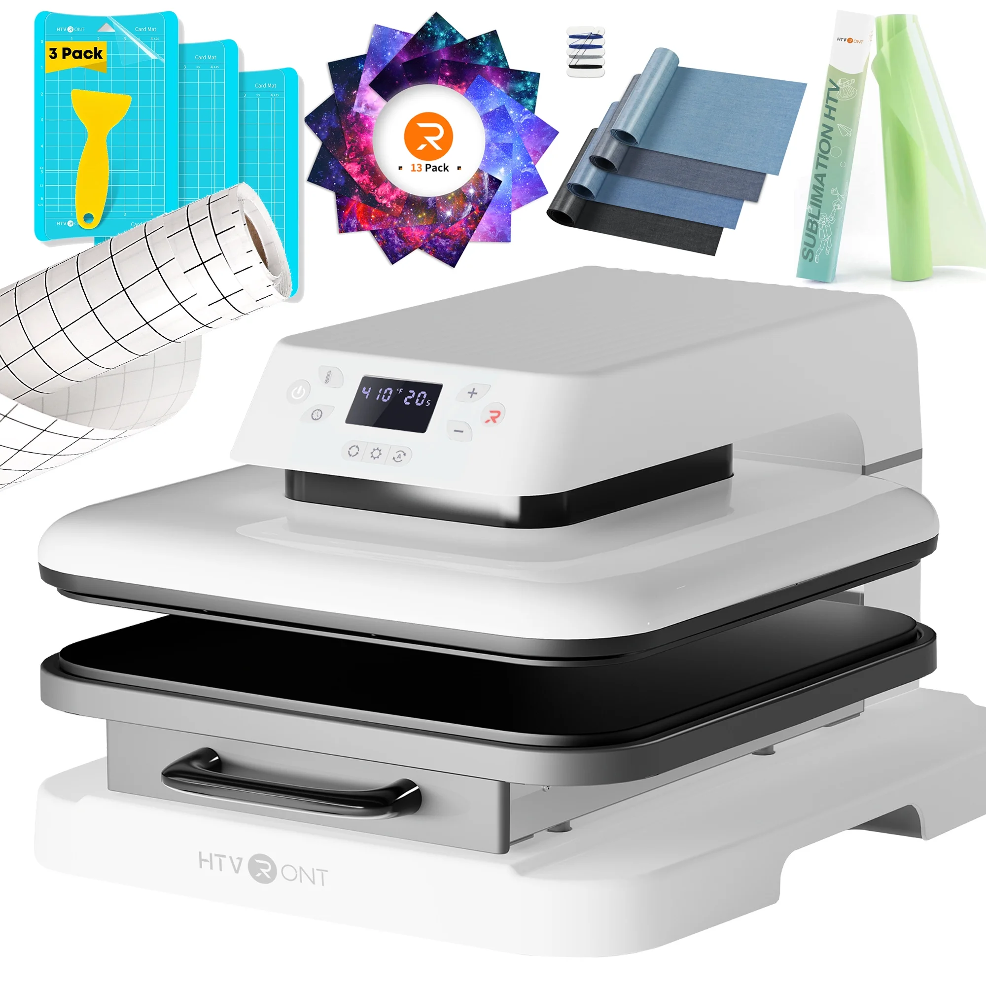 HTVRONT 1500W 15"x15" Auto Heat Press Machine Bundle, Sublimation Printer Transfer HTV Vinyl