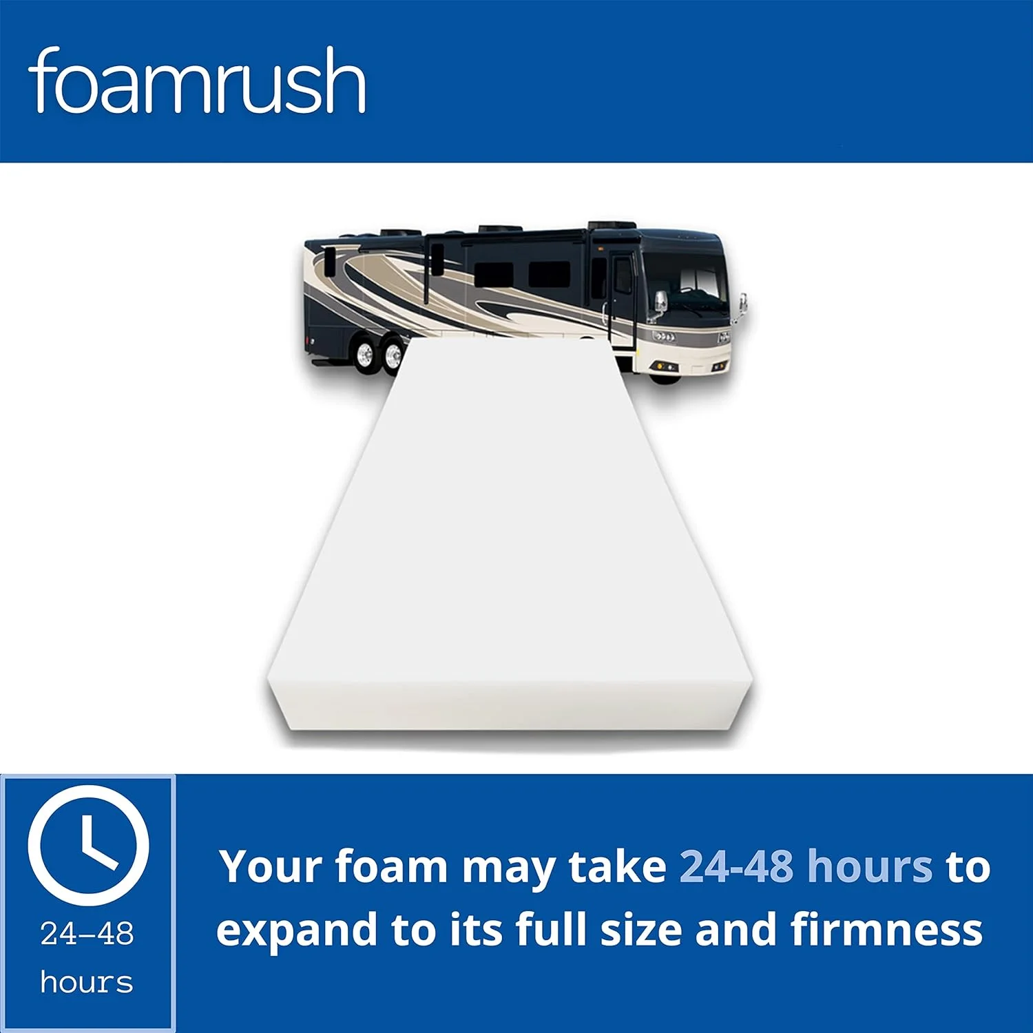 Short Queen (60" X 74") High Density Foam RV Mattress Replacement, Medium Firm, Pressure Relief, Travel Camper Trailer Truck, Made In USA, Certified, Cover Not Included