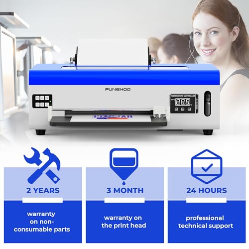 PUNEHOD DTF Printer A4 L800, DTF Transfer Printing Machine with White Ink Circulatory for DIY Print Dark and Light Fabrics Direct to Film Printer (with Oven)