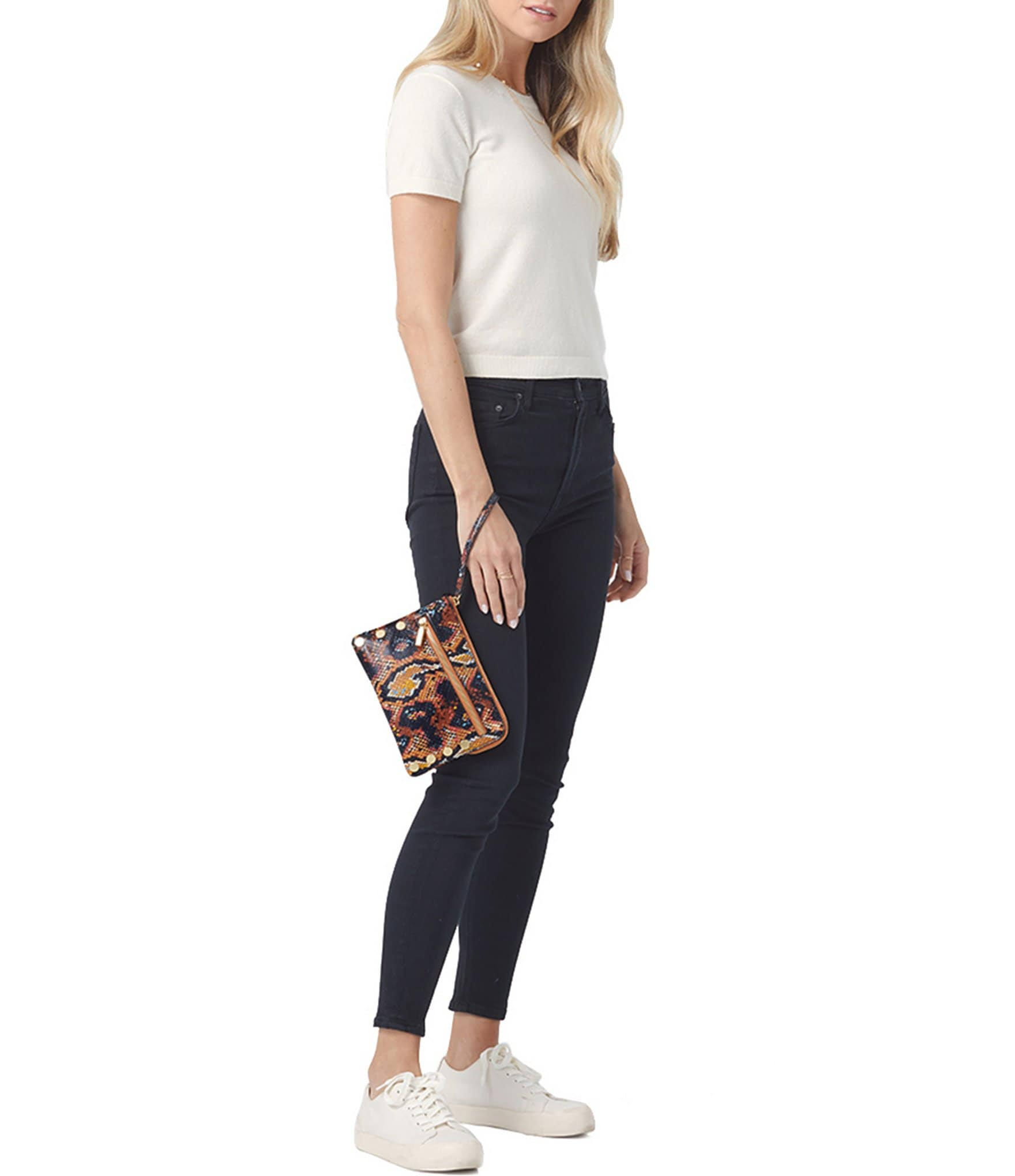 Hammitt Nash Botanical Snake Brushed Gold Small Clutch