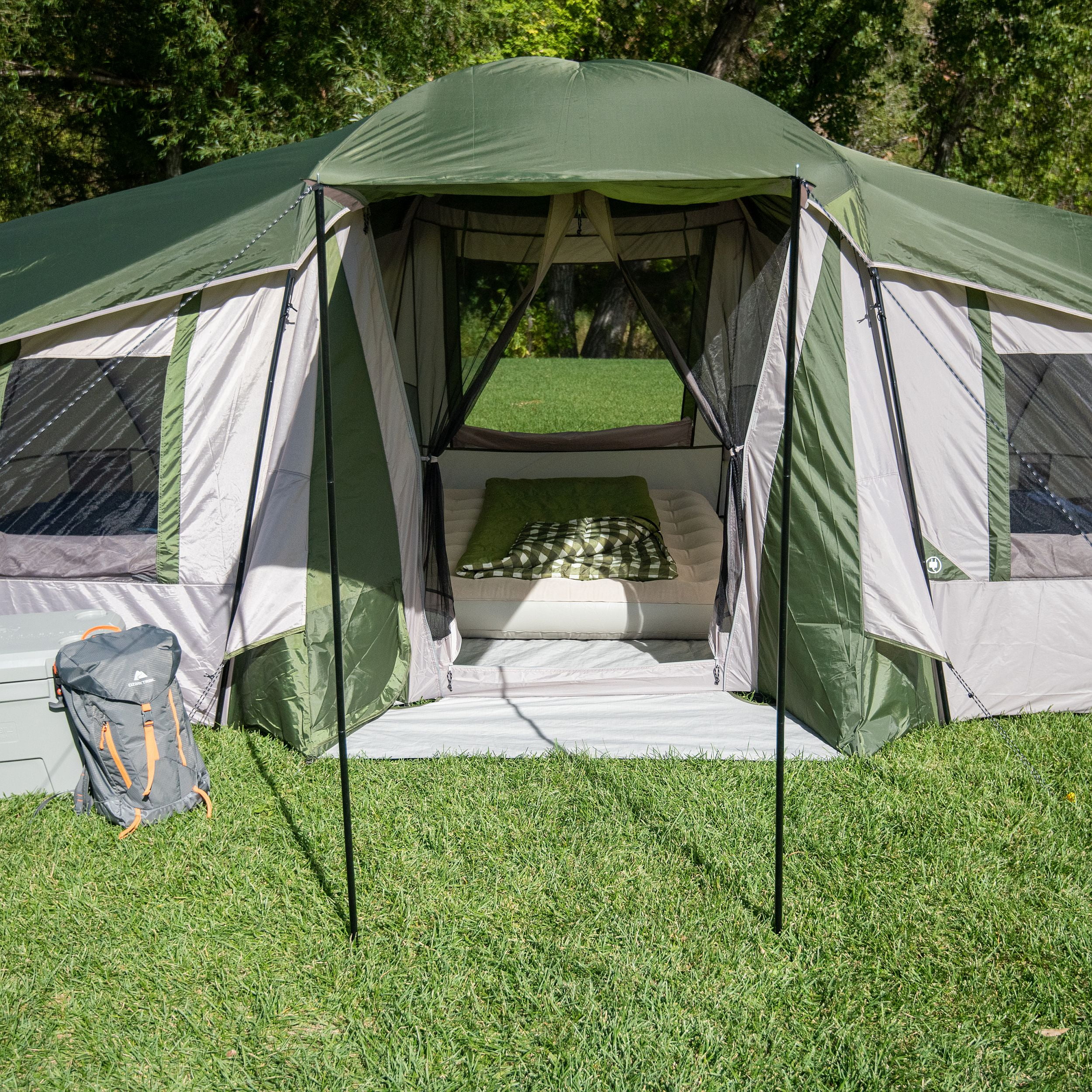 Ozark Trail 10-Person 3-Room Vacation Tent, with Shade Awning