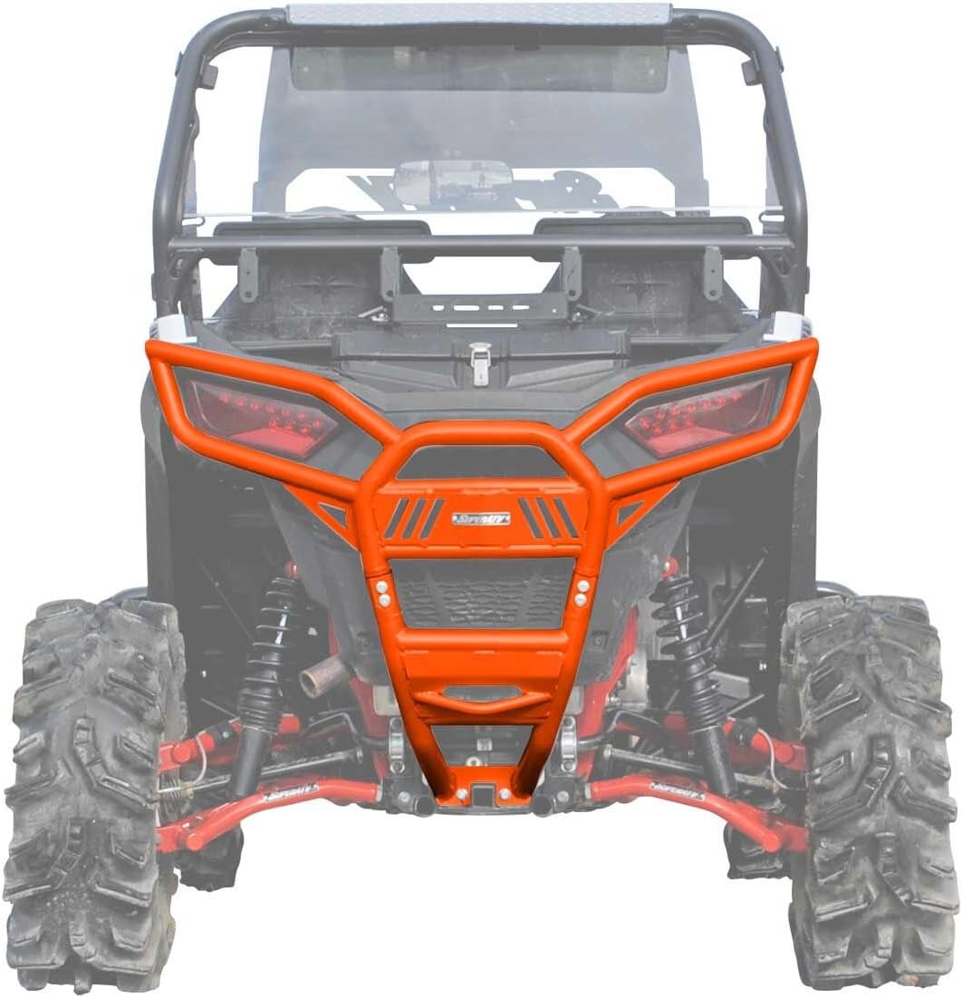 SuperATV Rear Bumper for Polaris RZR 900 (2015-2020) | Made of 1.75" Heavy-Duty Steel Tubing | Red | UV and Rust-Resistant Powder-Coated | Bolt-On Mounting Style | Full Back End Protection