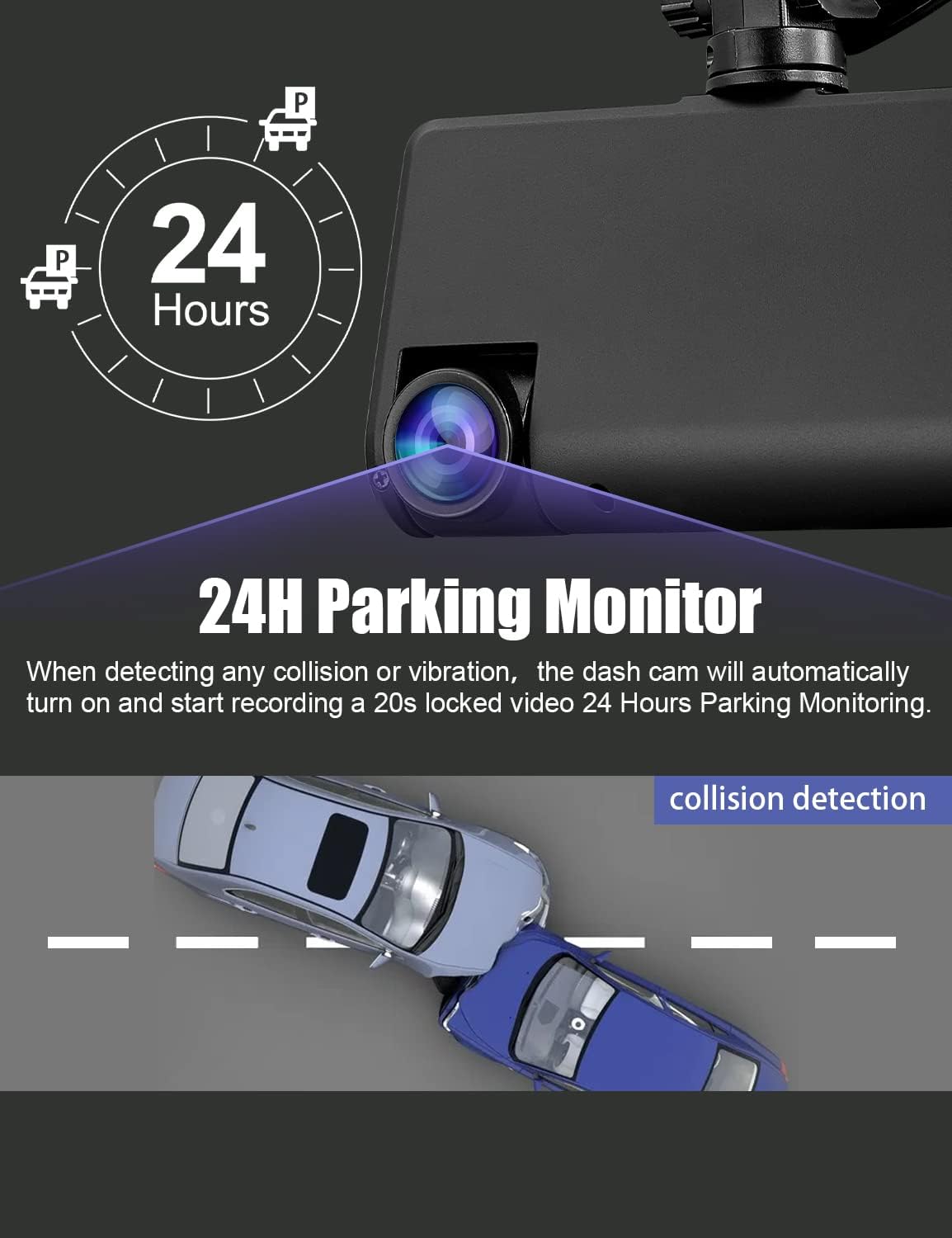 Dual Dash Cam Front and Inside 1080P Car Camera Built-in WiFi Security Camera for Car Taxi 3 Inch IPS Screen, 24H Parking Monitor, G-Sensor, Loop Recording, Support 128GB Max for Taxi Driver Pack of 2