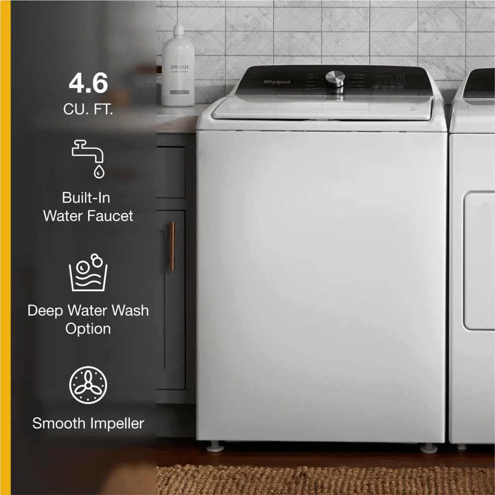 Whirlpool WTW5010LW 4.6 Cu. Ft. White Top Load Impeller Washer with Built-In Faucet