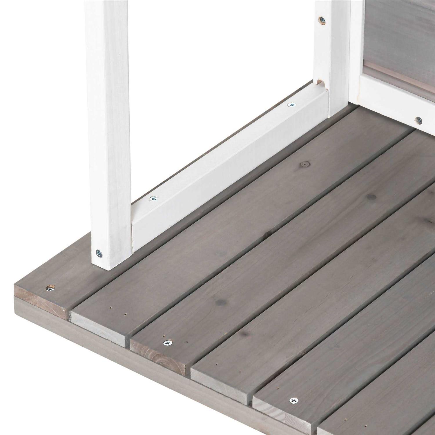 PawHut Outdoor Dog House Cabin Style Wooden Raised Pet Kennel with Asphalt Roof - Pet Supplies online store