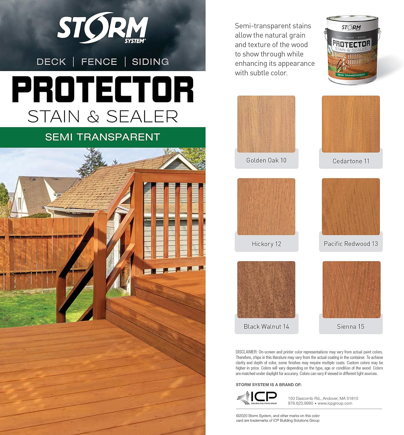 Storm Stain Protector - Golden Oak, 5 Gallons, Protects Outdoor Wood from Water & UV Rays, Siding, Fence & Deck Stain and Sealer, Outdoor Wood Stain and Sealer