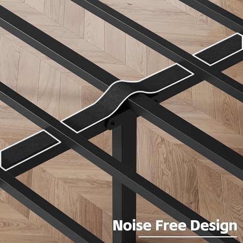 Queen Bed Frame with Headboard PU Leather Upholstered Bed Frame Platform,All Metal Slats Support Platform Bed Frame with Storage Space,Easy Assembly,Noise Free,No Box Spring Needed,Black
