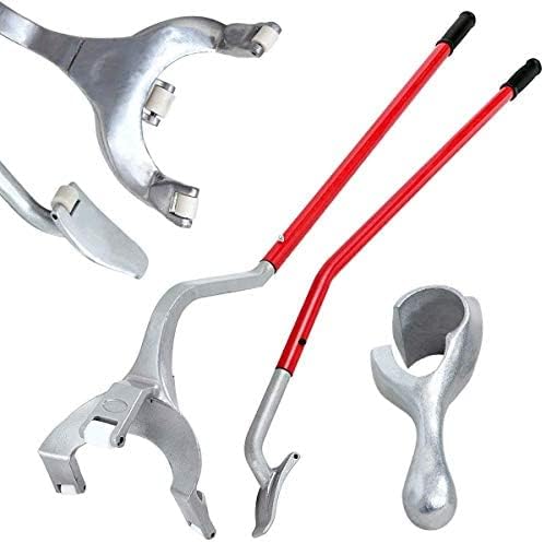 Goplus Tire Changer, 17.5" to 24" Steel Tire Mount Demount Tool Kit, Tubeless Truck Bead Breaker Manual Tire Changing Tool (Red)