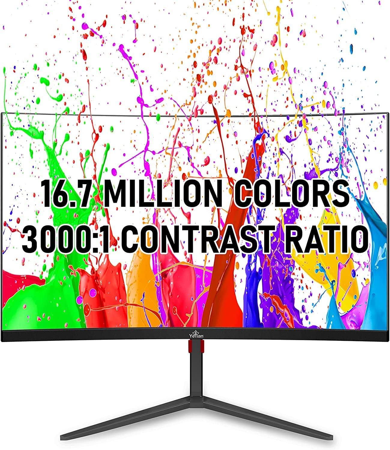 YEYIAN Sigurd 3001 27” Curved PC Gaming Frameless LED Multistand Monitor, 1080P HD, 165Hz, 1ms, 3000:1, 16:9, 178°, 16.7M Colors, G-Sync, FreeSync, DP/DVI/HDMI, Speaker, Tilt/Height/Pivot Adjustable