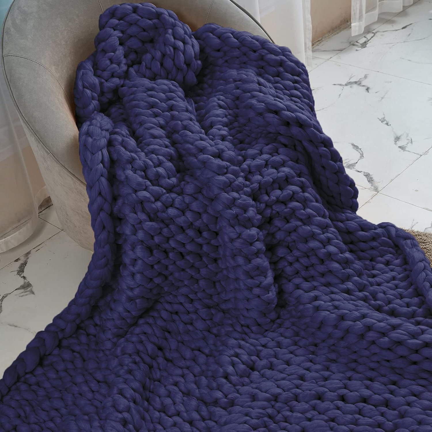 ZUIBESCHOS Chunky Knit Blanket Soft Warm Chunky Knit Blanket Throw Cozy Cable Knit Throw for Sofa, Bed, Baby Blanket, Festival Gift, Home Decor, Rose Red 40x60